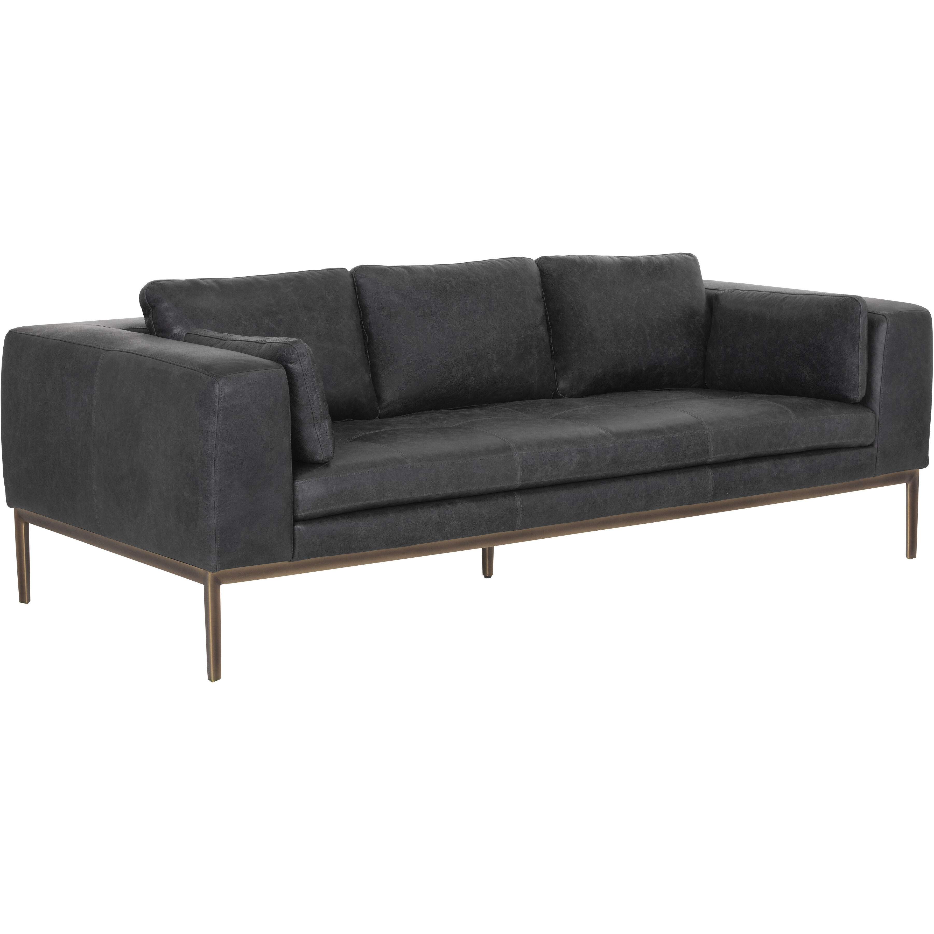 Burr Serbia Black Leather Sofa
